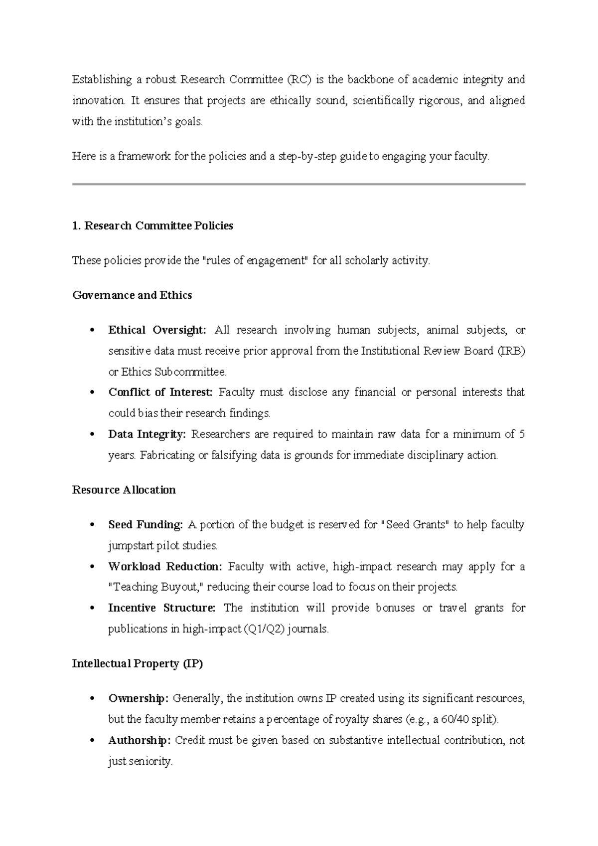 Research Plan: Building an Effective Research Committee (RC) Framework ...
