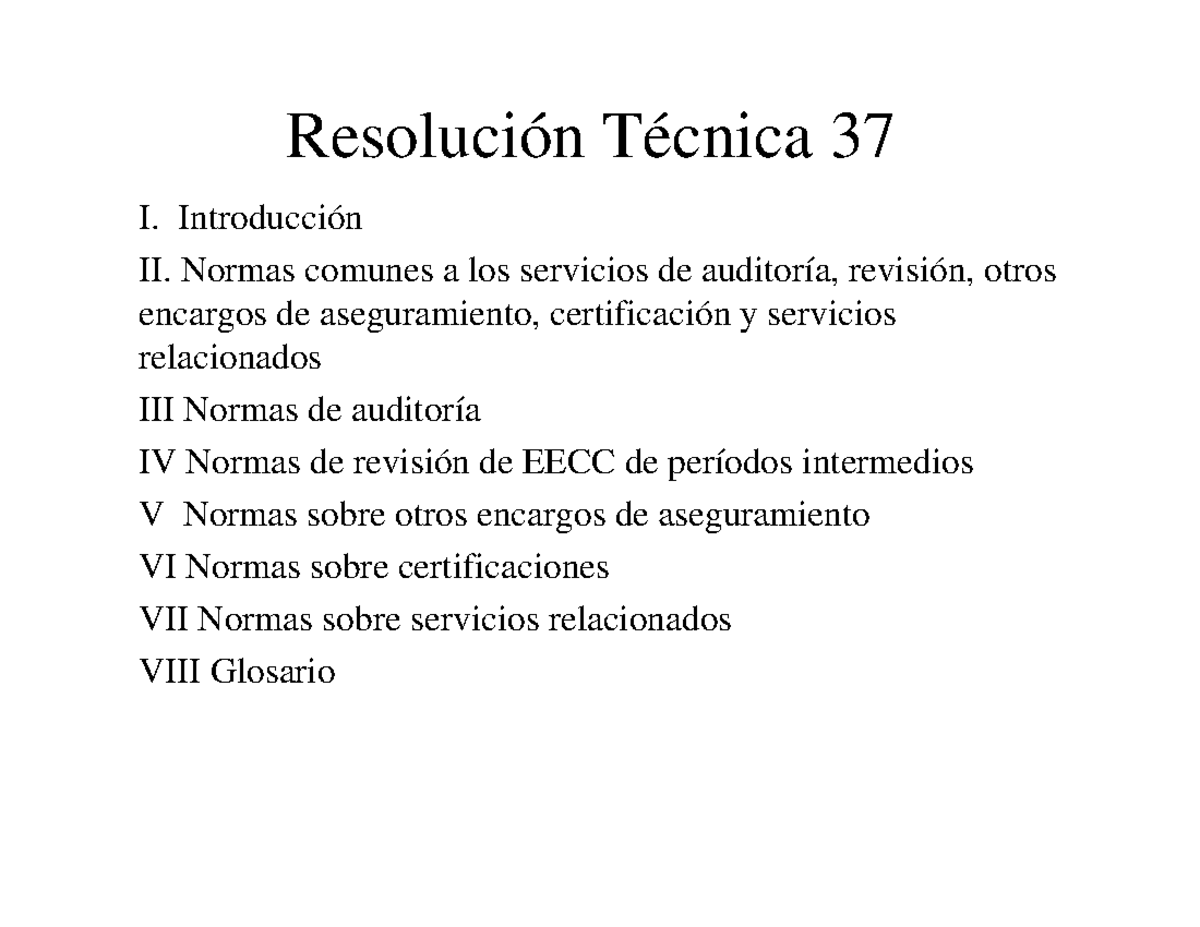Resumen y Puntos Claves de la Resolución Técnica 37 (RT 37) - Studocu