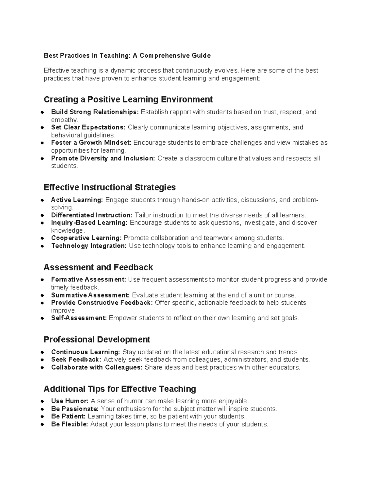 Best practices in teaching - Here are some of the best practices that ...