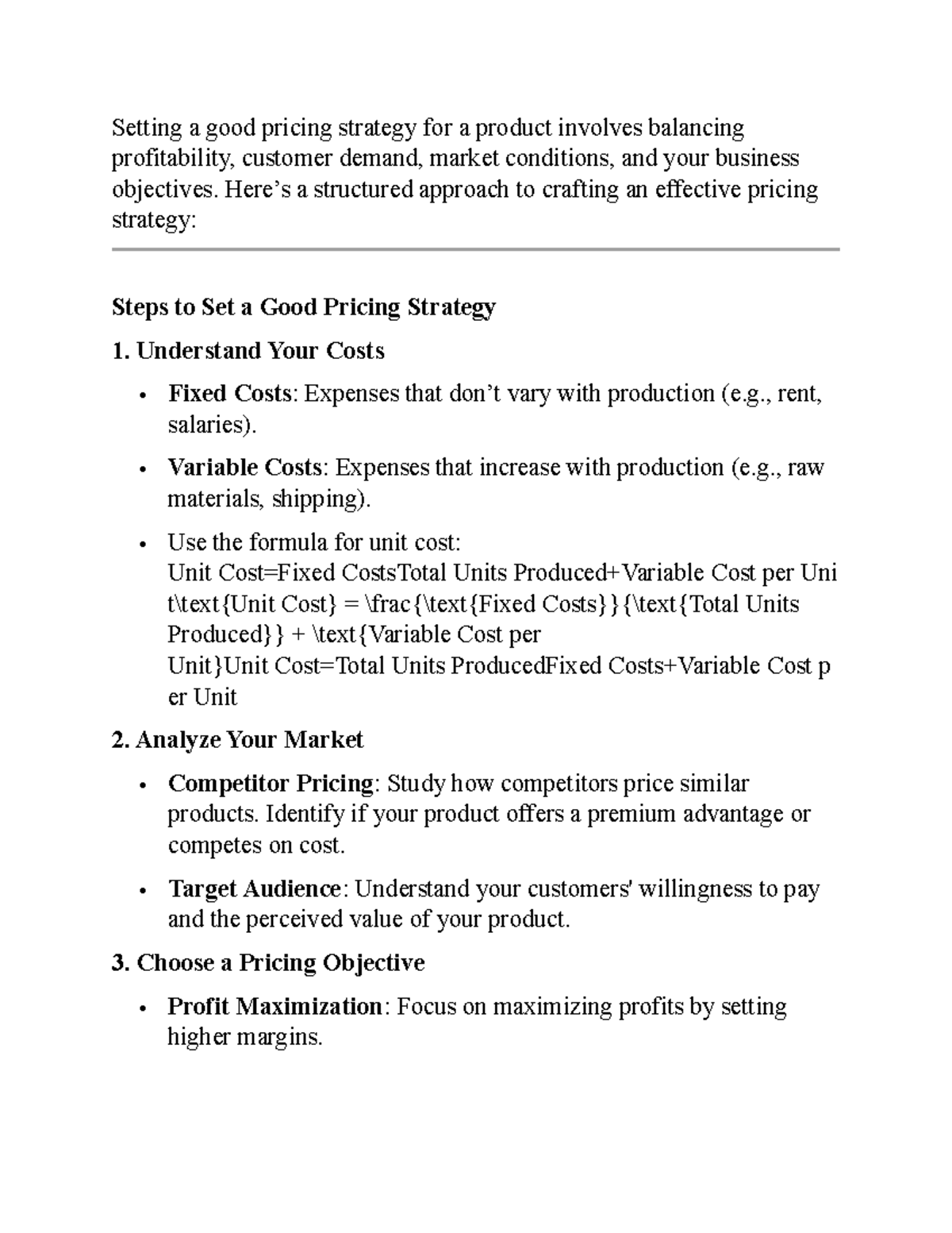 Crafting an Effective Pricing Strategy: Steps and Considerations - Studocu