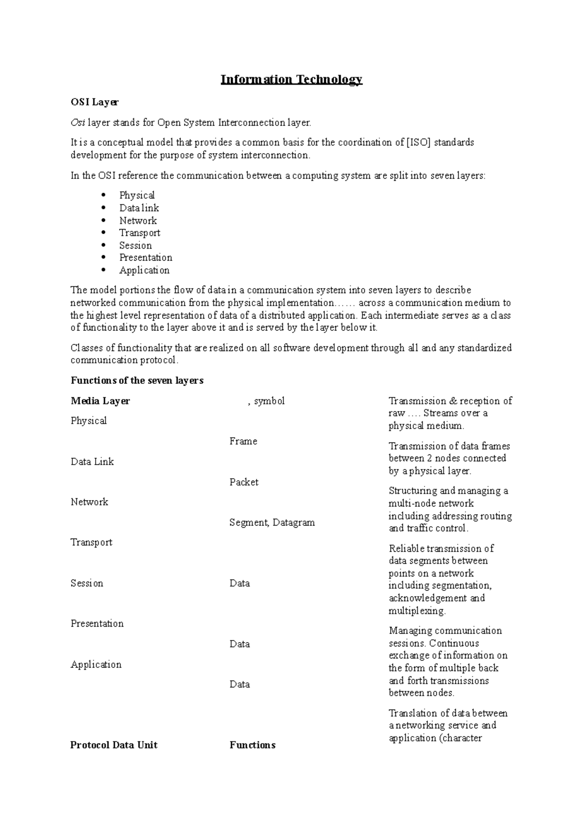 Information Technology - It is a conceptual model that provides a ...