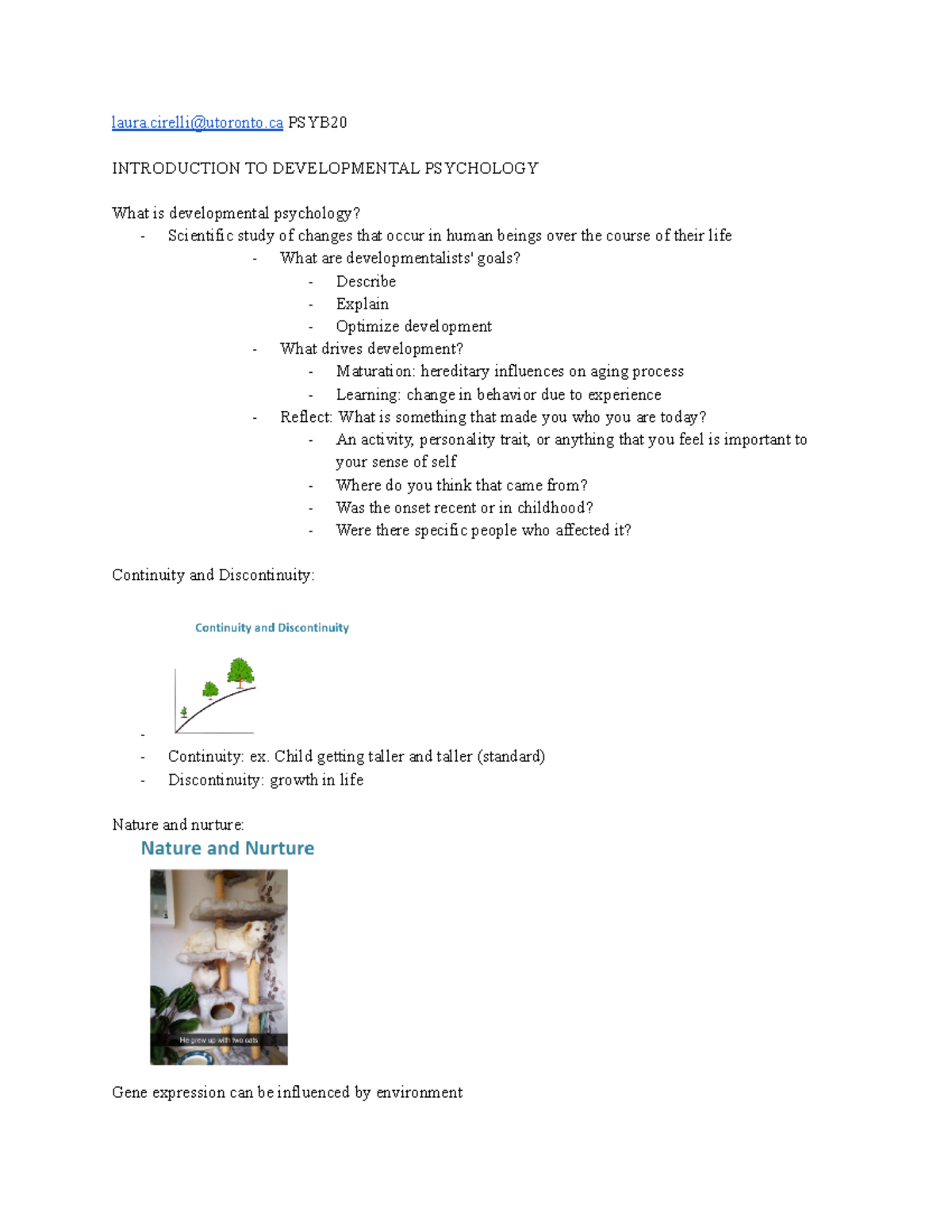 PSYB20 - Midterm 2 Notes - laura@utoronto PSYB INTRODUCTION TO ...