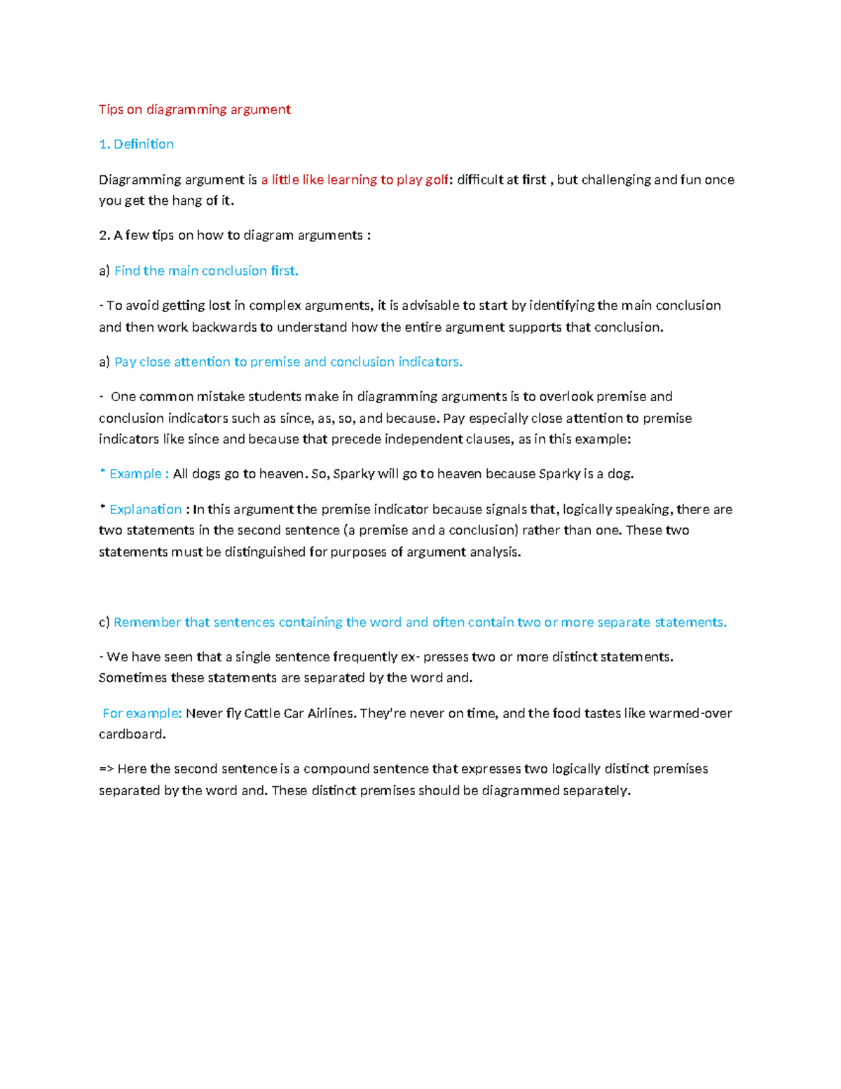 Diagramming Arguments: Tips and Techniques for Mastery - Studocu