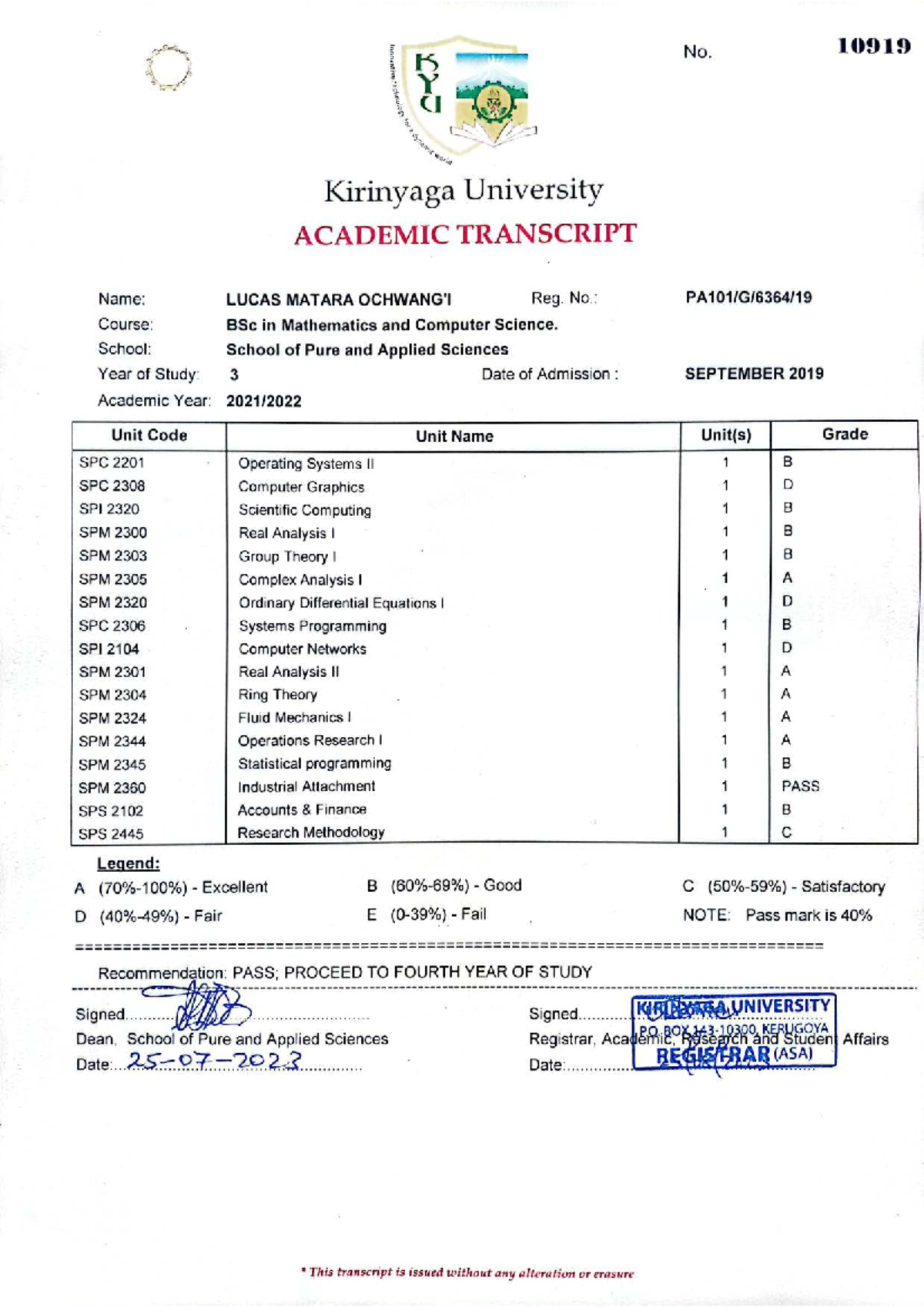 Innovative No. 10919 EN 100 Academic Transcript for Lucas Matara - Studocu