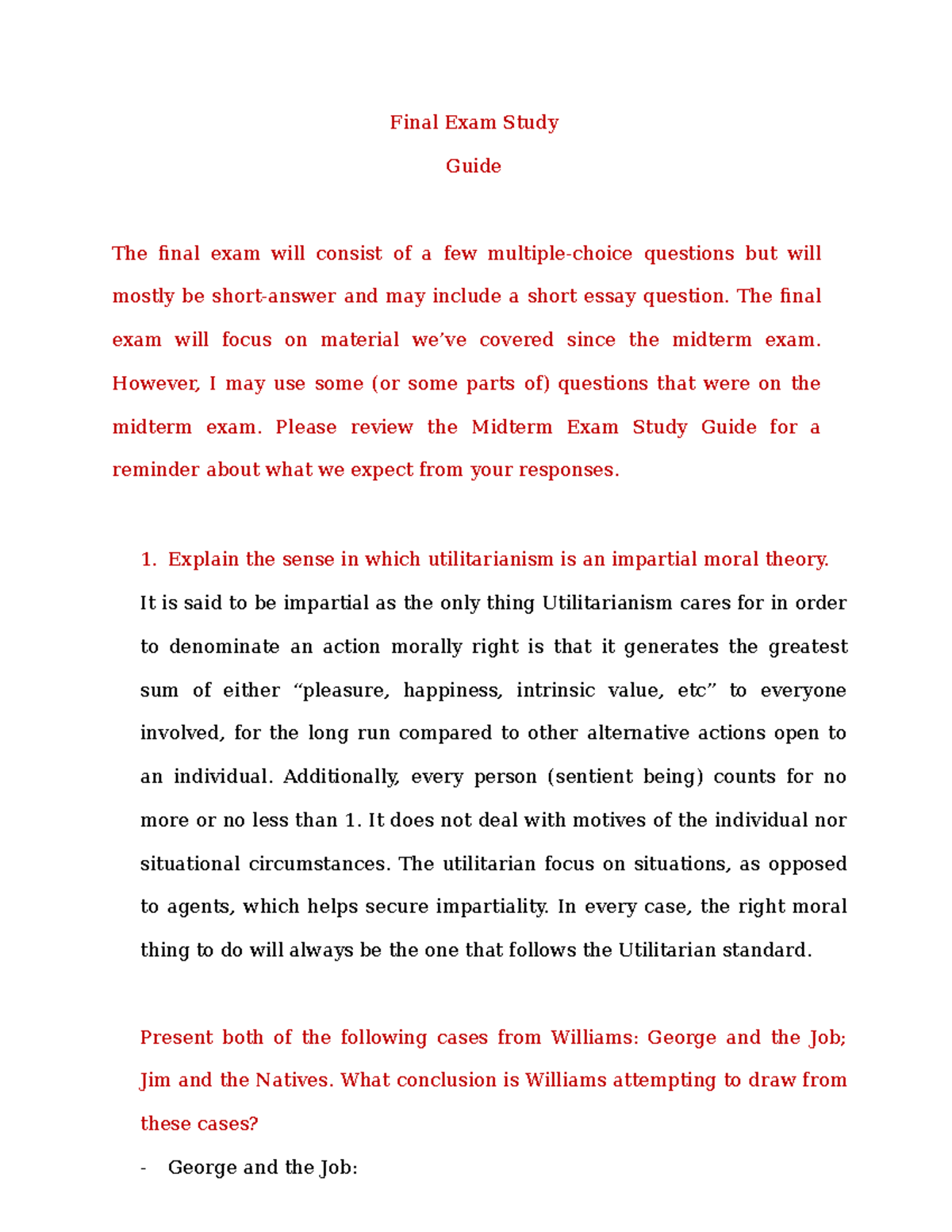 Final Exam Study Guide: Ethics and Moral Theories Overview - Studocu