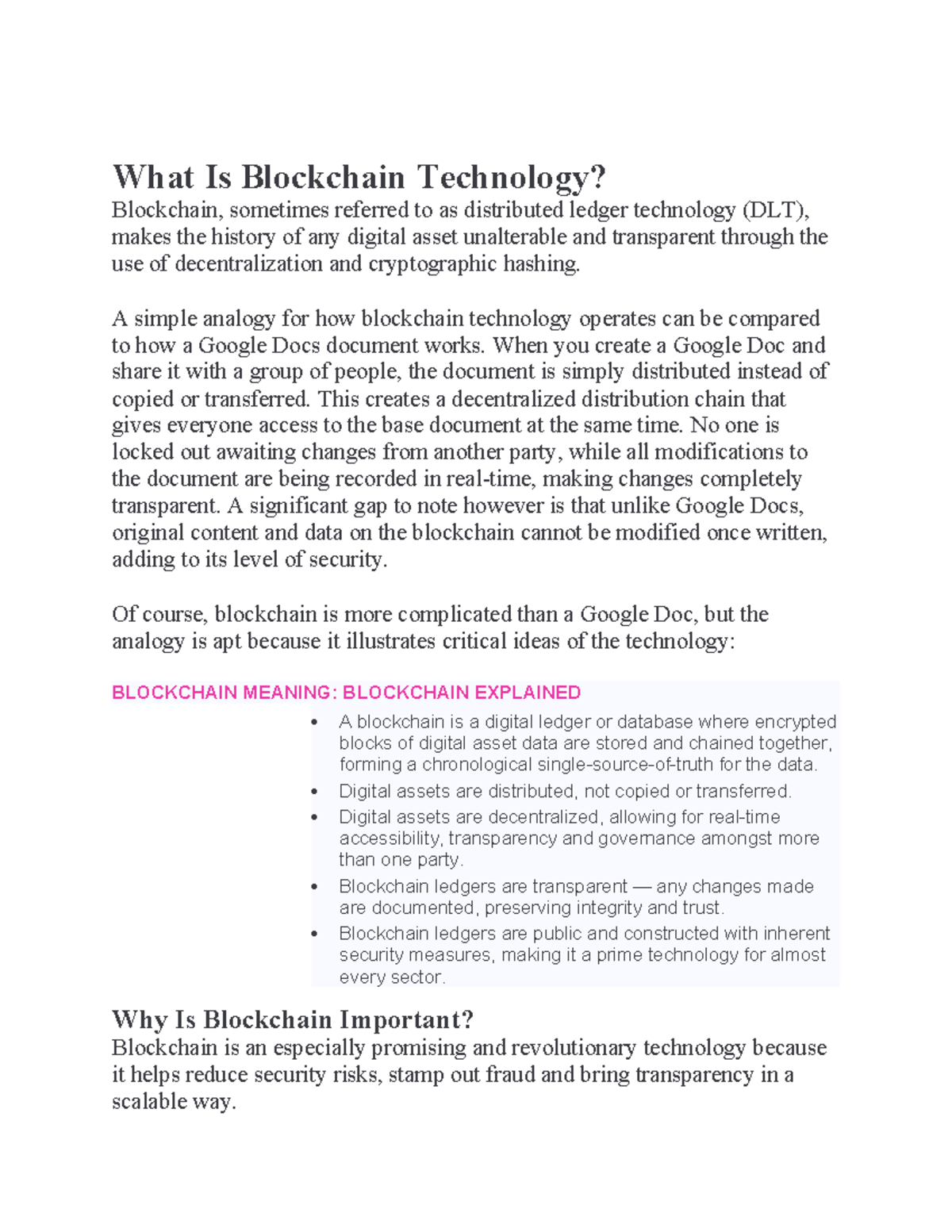 What Is Blockchain Technology? Overview and Significance for 2023 - Studocu
