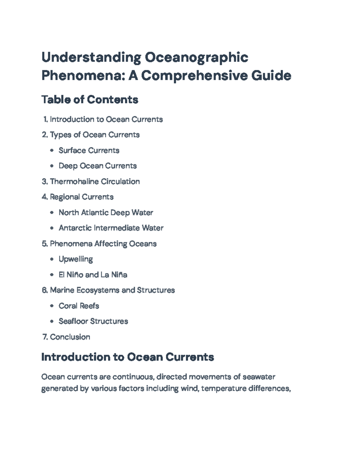 Understanding Oceanographic Phenomena: Ocean Currents & Ecosystems ...