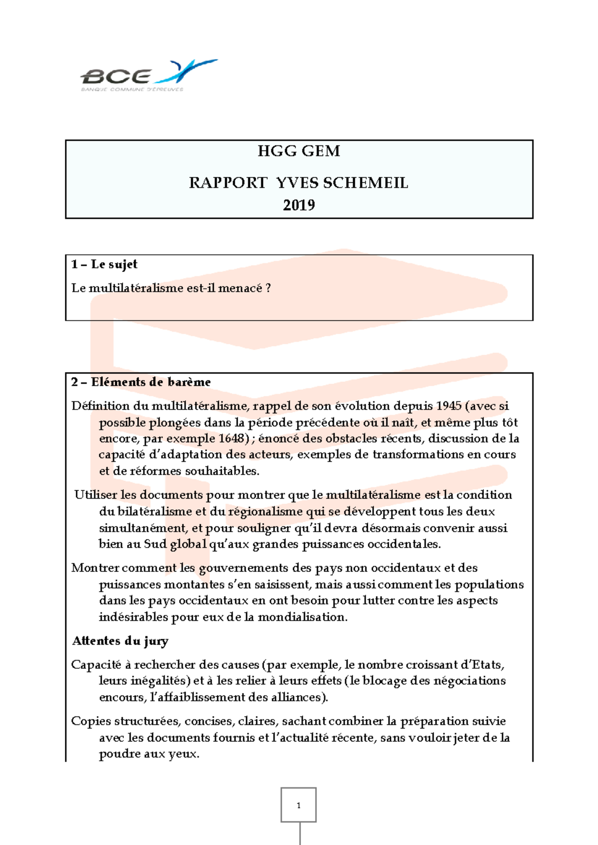 Rapport HGG GEM 2019 : Évaluation du Multilatéralisme en Crise - Studocu