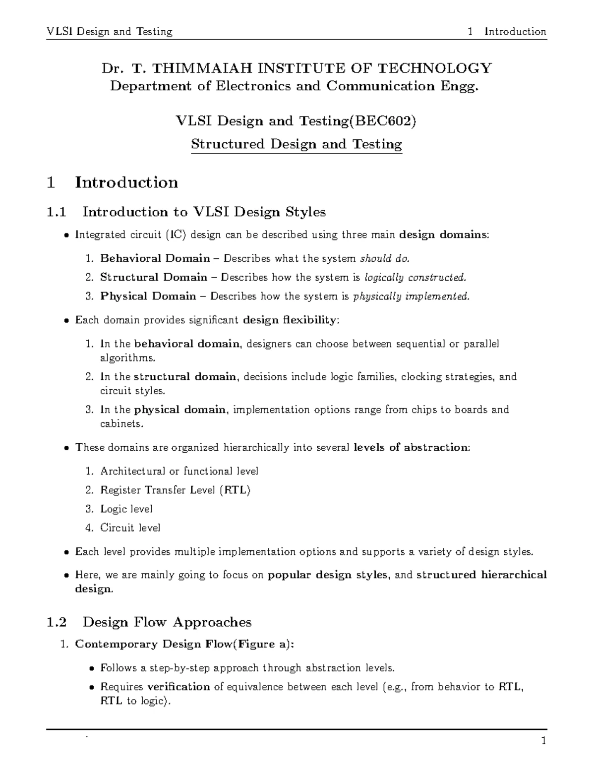 VLSI Design and Testing (BEC602) Module 1: Introduction to CMOS ...