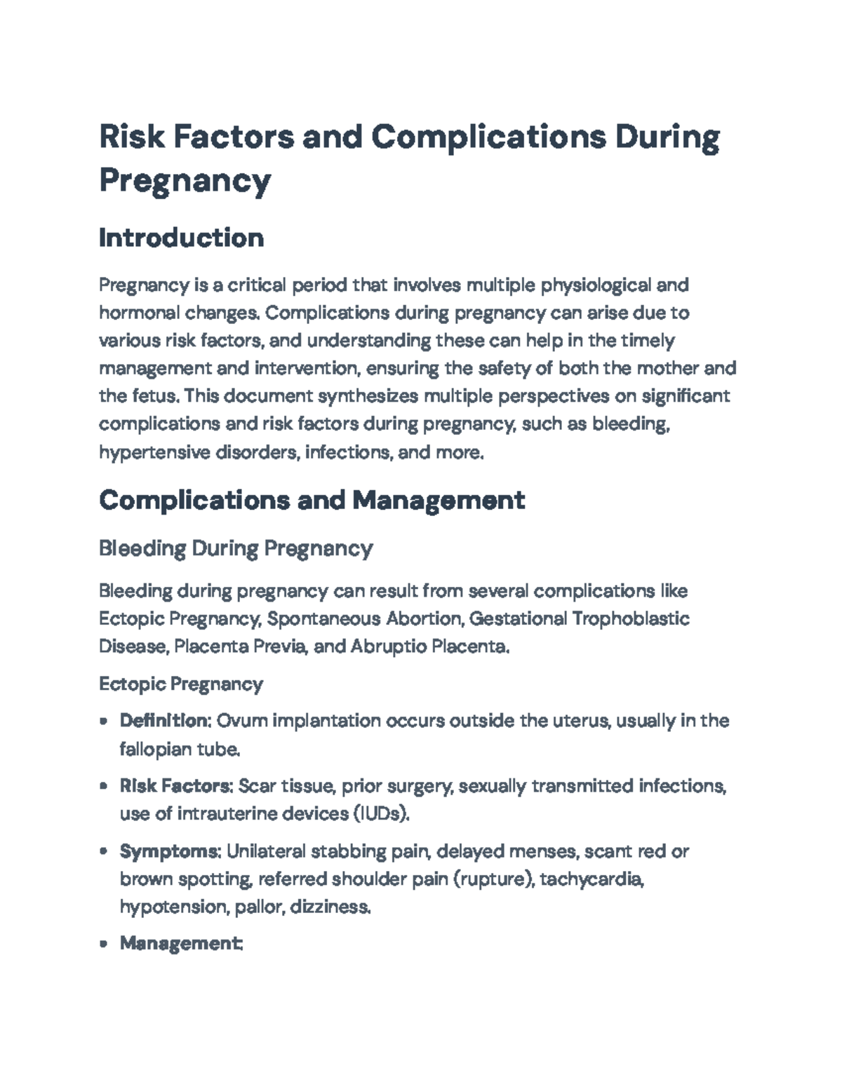 Risk Factors and Complications in Pregnancy Management: Key Insights ...