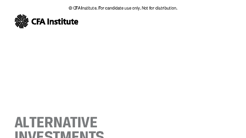 CFA Level I Alternative Investments Curriculum 2026 - Volume 8 - Studocu