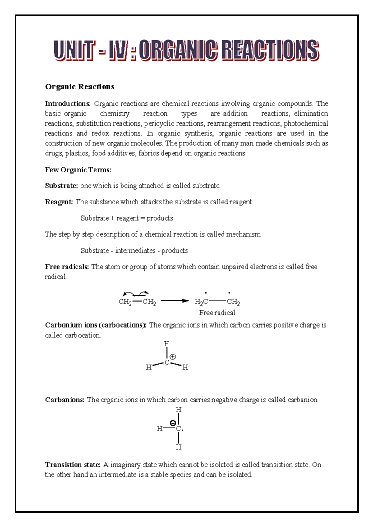 Engineering Chemistry - Organic Reactions: Key Concepts and Mechanisms ...