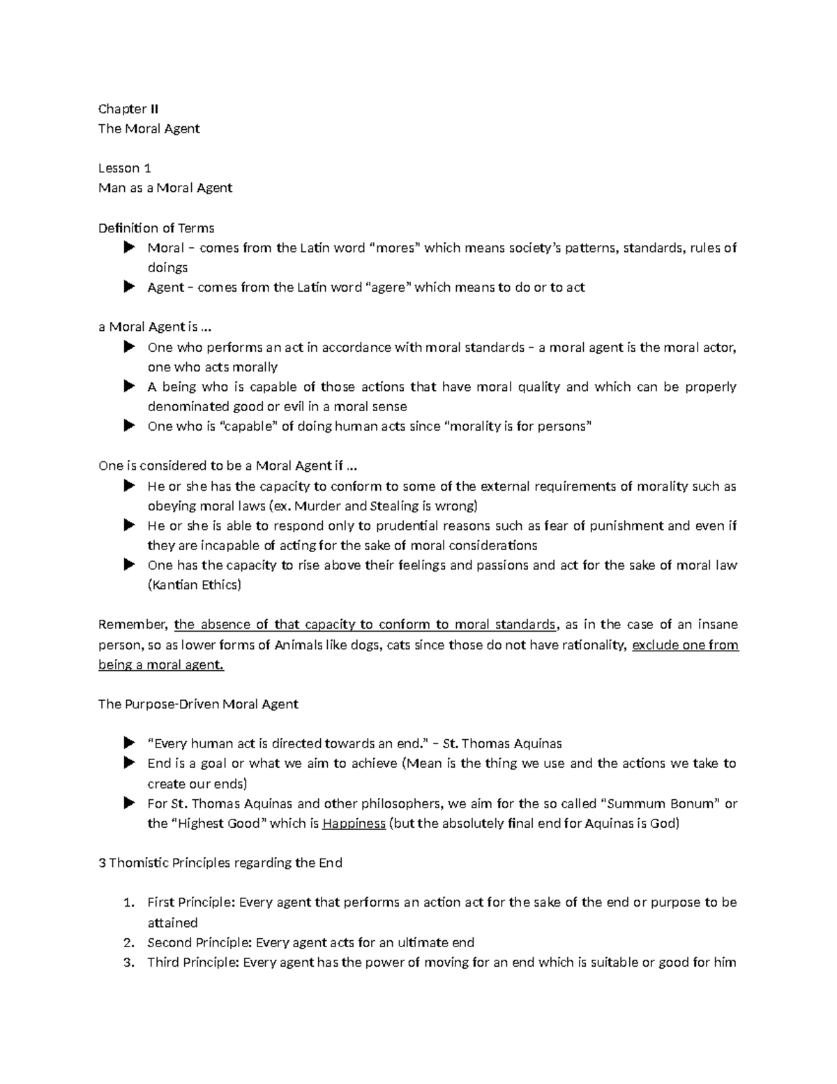 Module-Chapter-II - School paper - Chapter II The Moral Agent Lesson 1 ...