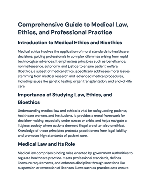 Comprehensive Overview of Medical Law, Ethics, and Healthcare Practices ...