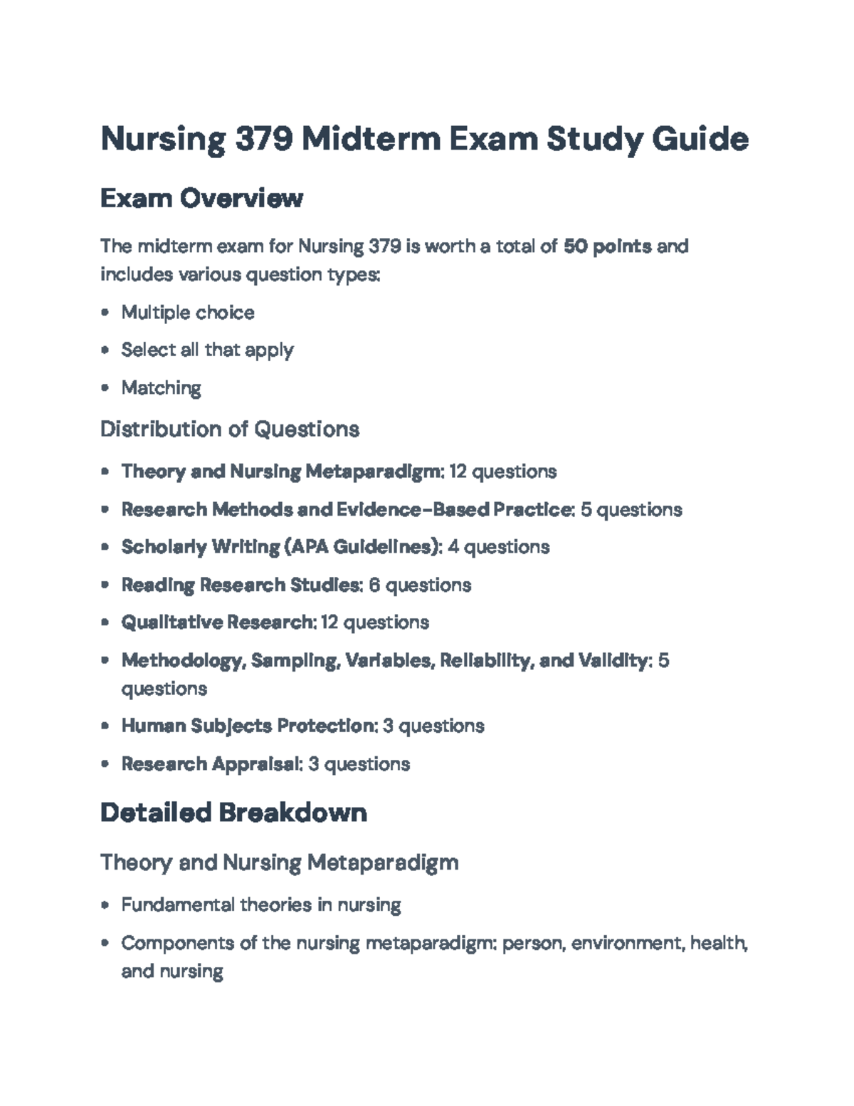 Nursing 379 Midterm Exam Study Guide: Key Topics and Review Strategies ...