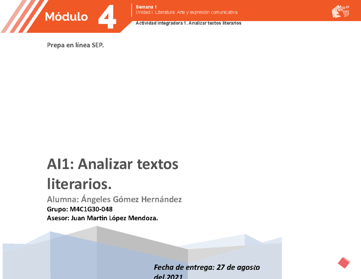 LITERATURA, AI1 Analizar Textos literarios prepa sep M04S1AI1 - Prepa