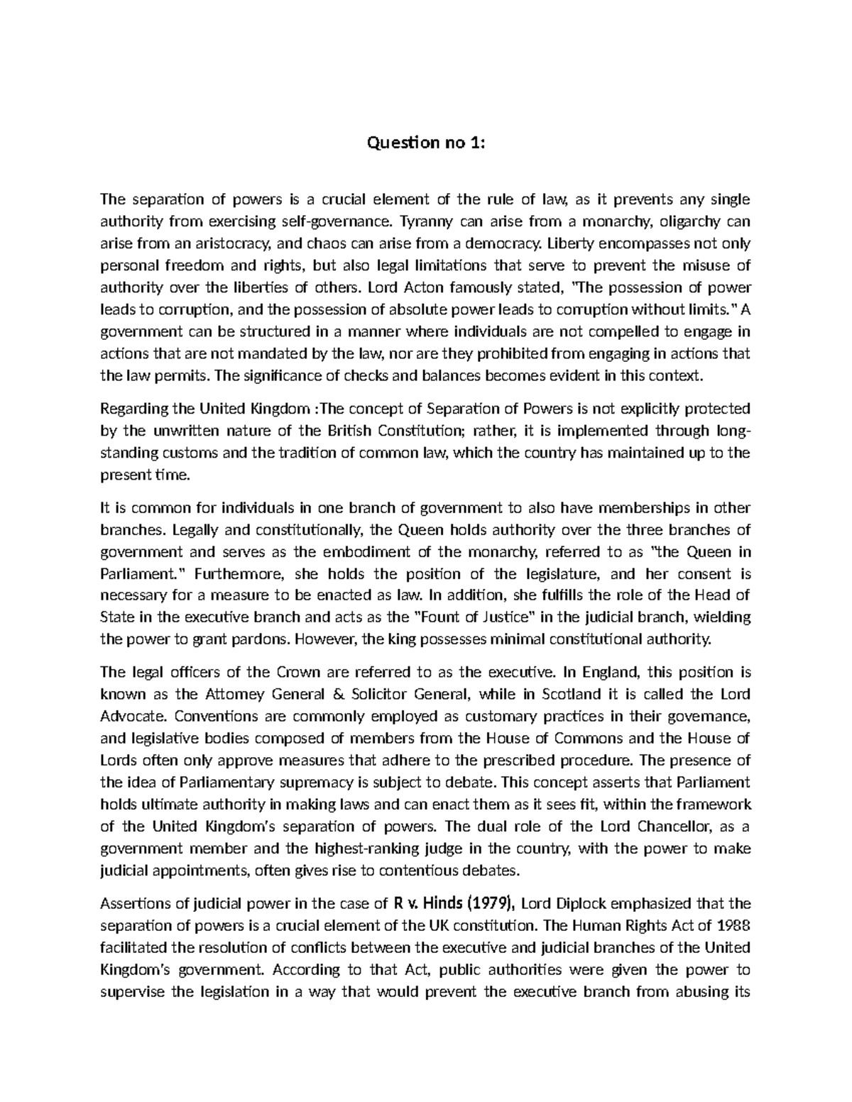 Separation of Powers and the Rule of Law: A Comprehensive Analysis ...