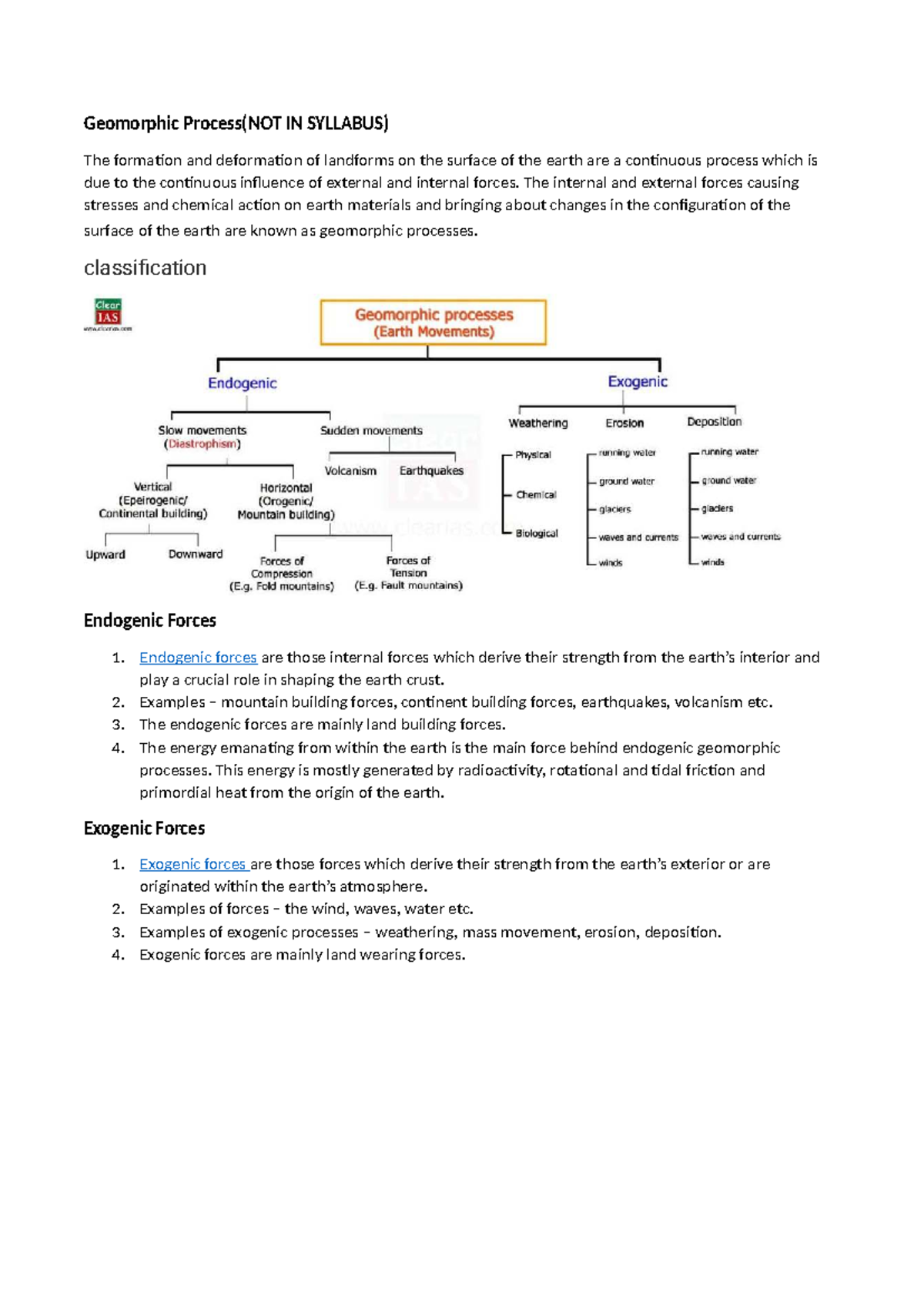 Unit-1: Geomorphic Processes and Natural Hazards Overview - Studocu