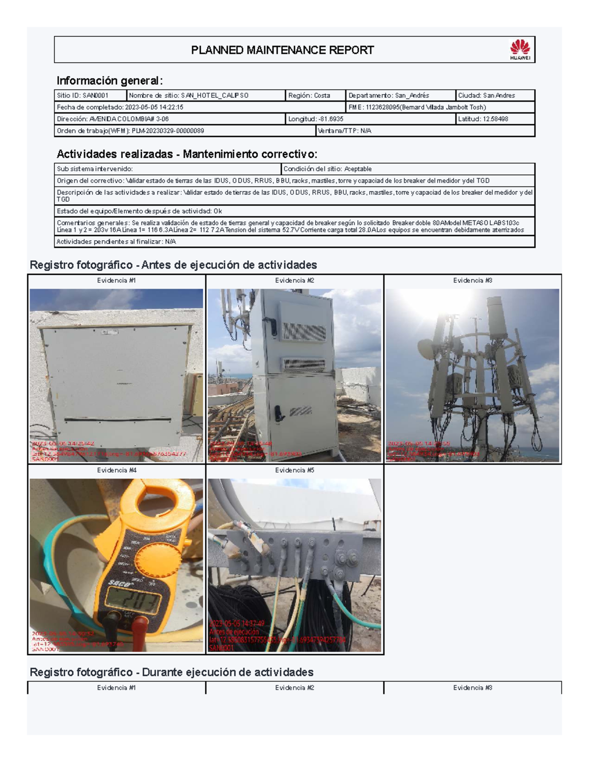PLM-20230329-00000089 - PLANNED MAINTENANCE REPORT Información general ...