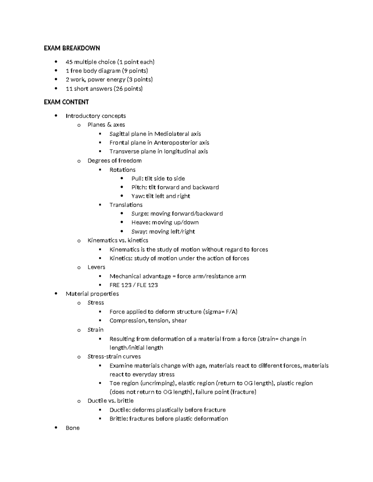 Final Exam Study Guide for FRE 123 / FLE 123: Exam Content Breakdown ...