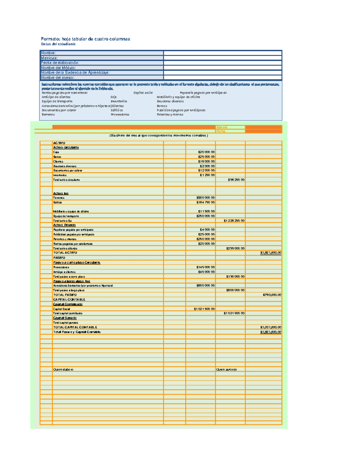 Clasificación de Cuentas y Saldos Correctos - Formato Nuevo Ea4 - Studocu