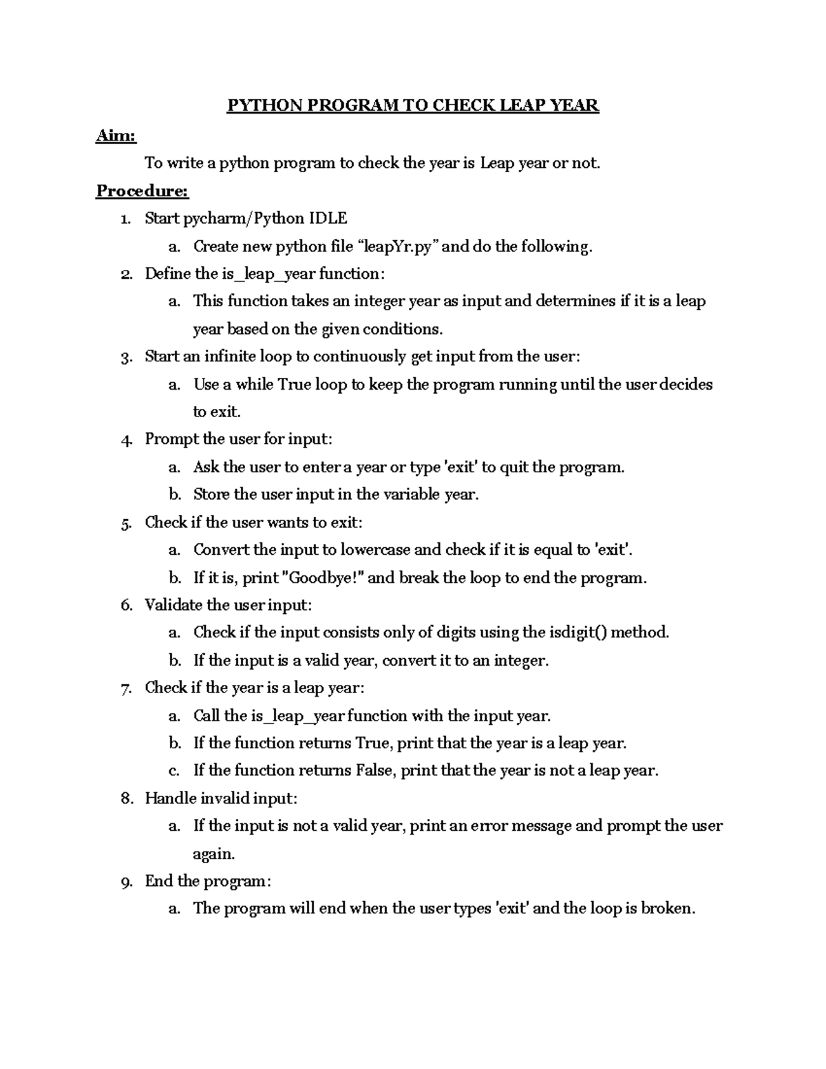 2.PYTHON PROGRAM - Check If a Year Is a Leap Year or Not - Studocu