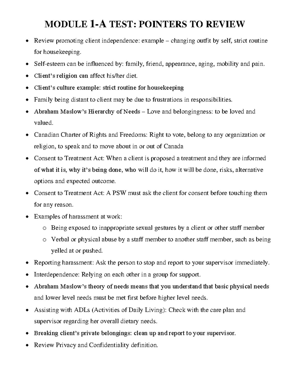 MODULE TEST: POINTERS TO REVIEW for PSW Students - Studocu