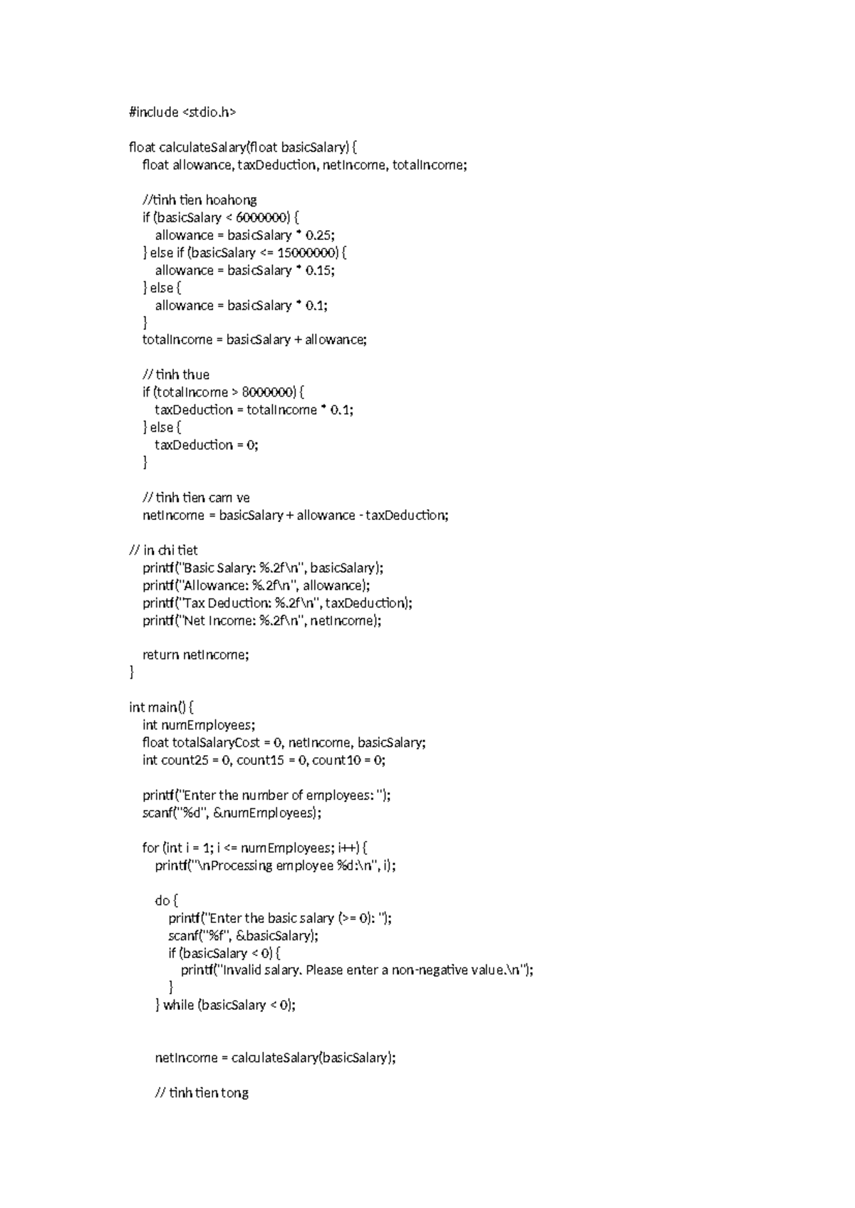 Workshop 2 - Salary Calculation in C Programming - Studocu