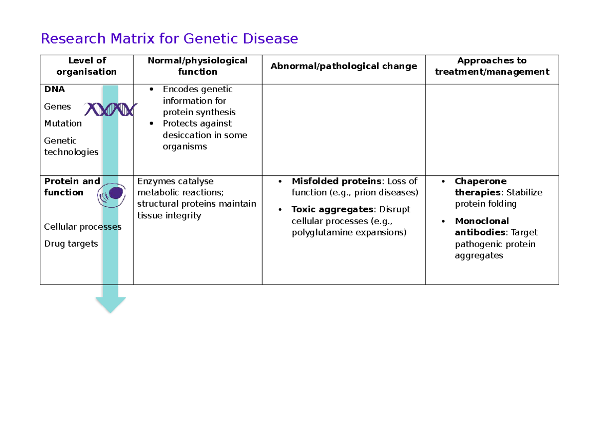 Research Matrix Worksheet: Genetic Disease Analysis and Approaches ...