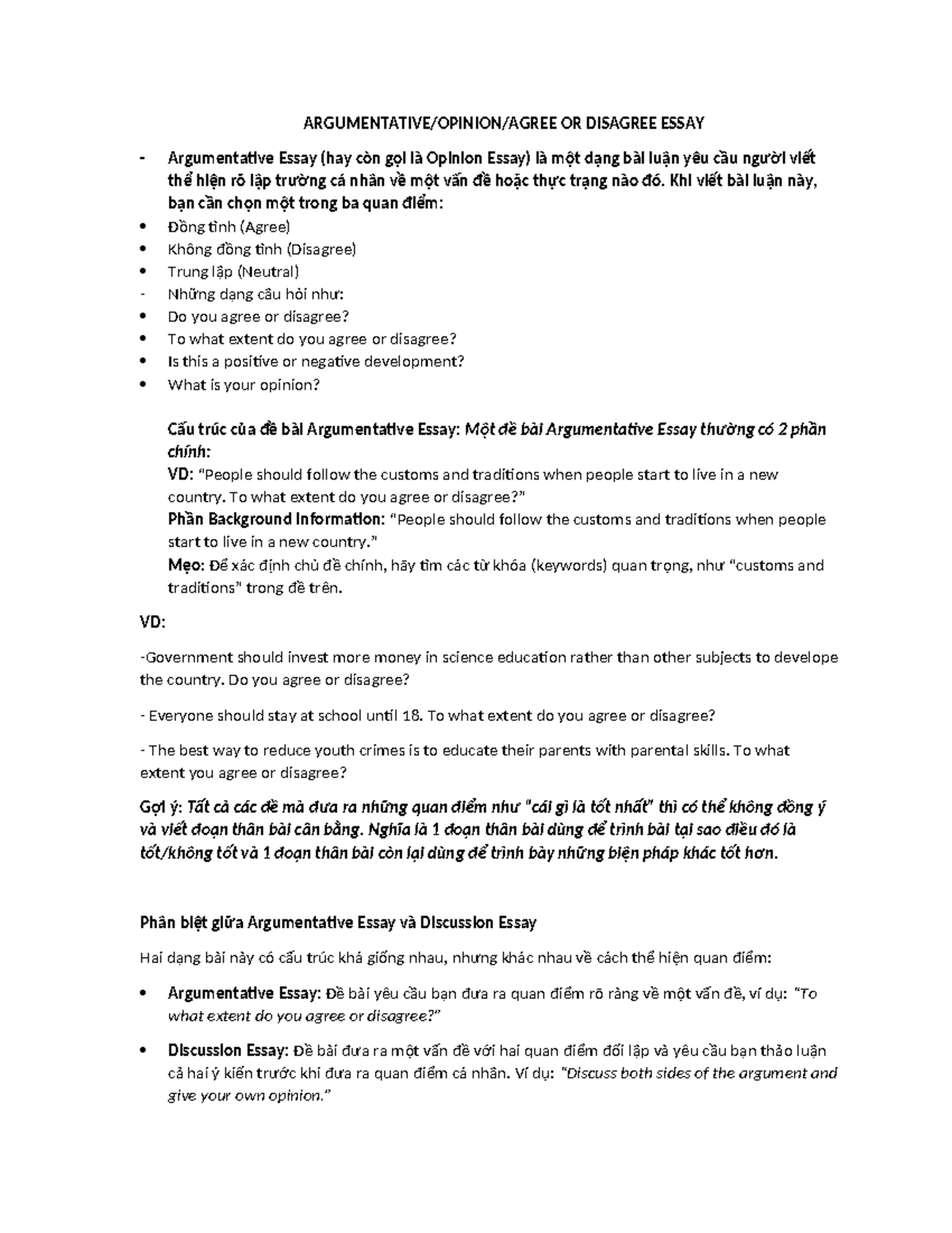 HGIU Argumentative Essay Guide: Agree or Disagree Structure - Studocu