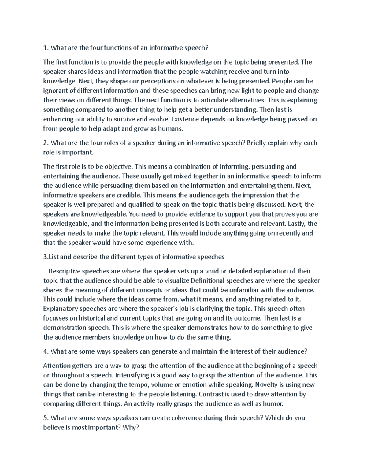 Speech Assignment Overview: Key Functions and Roles of Informative ...