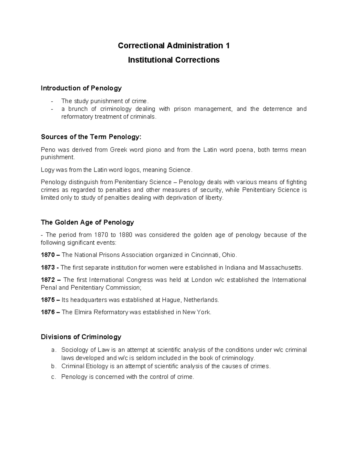 Final Exam Review: Correctional Administration (CRIM 101) - Studocu