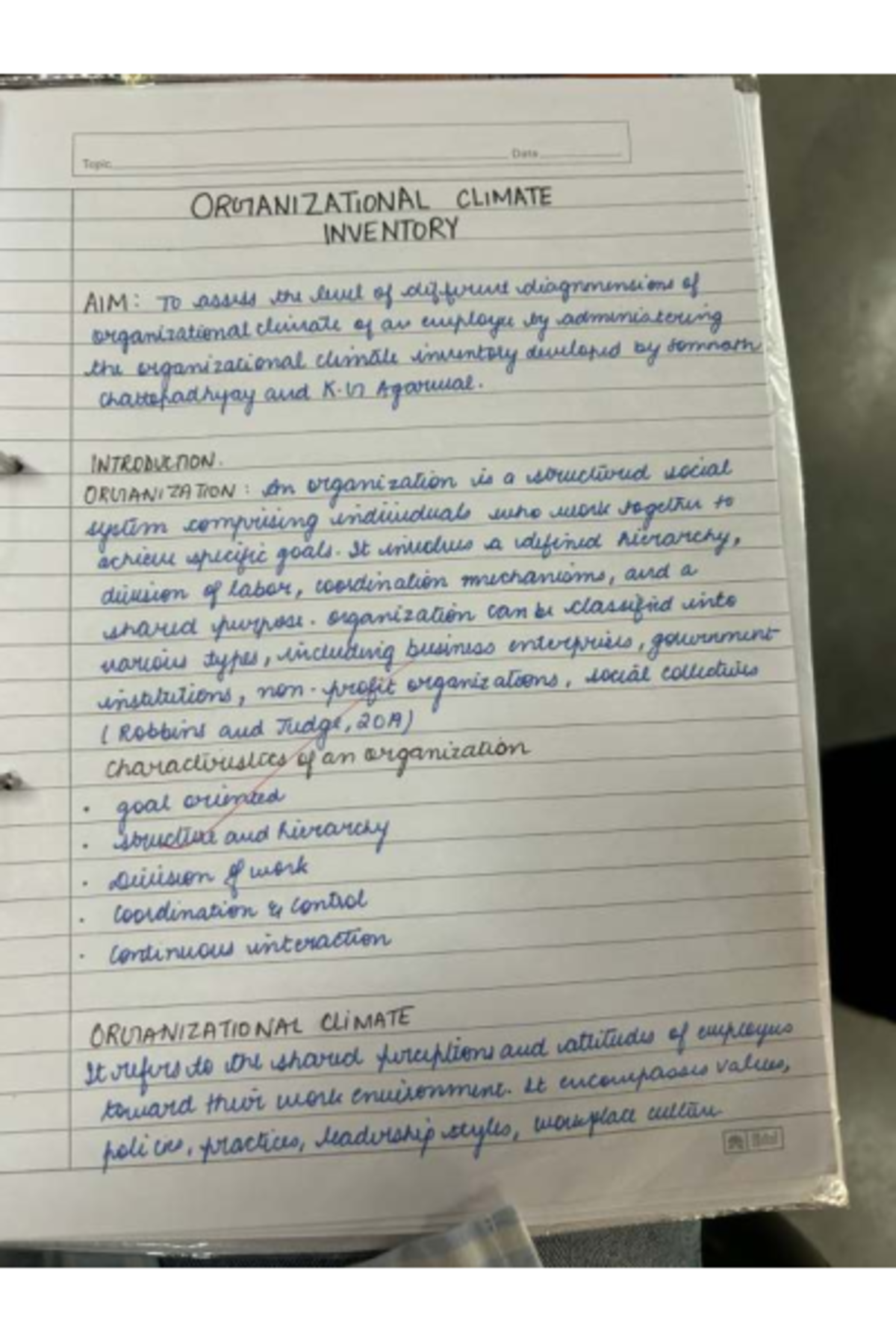 OCI - Practical Assessment of Organizational Climate Inventory - Studocu