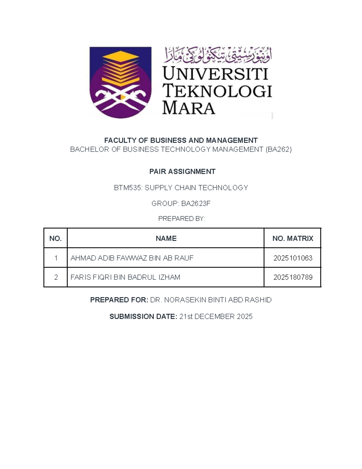 BTM 535 Pair Assignment: Case Study on AI in Supply Chain Management ...