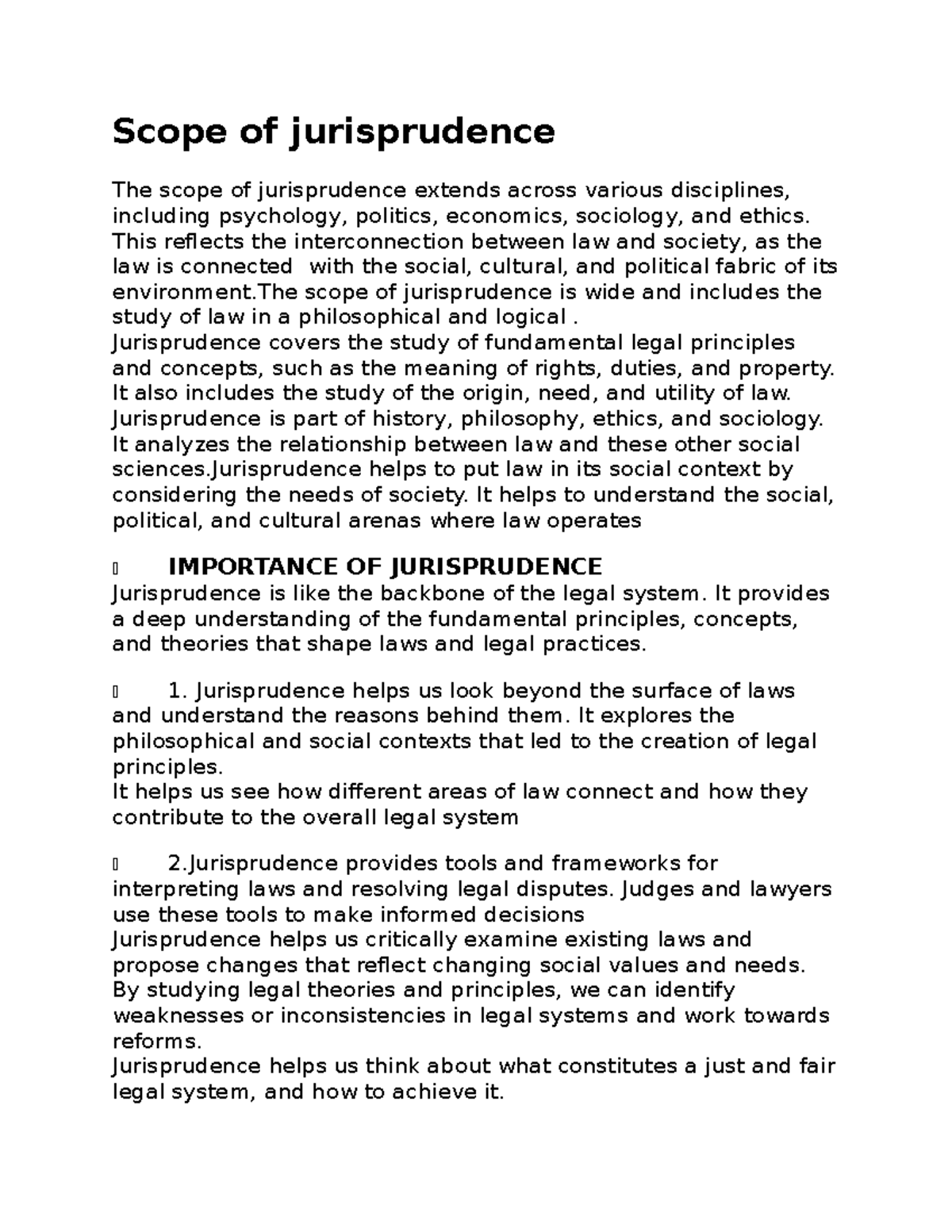 Scope of jurisprudence - This reflects the interconnection between law ...