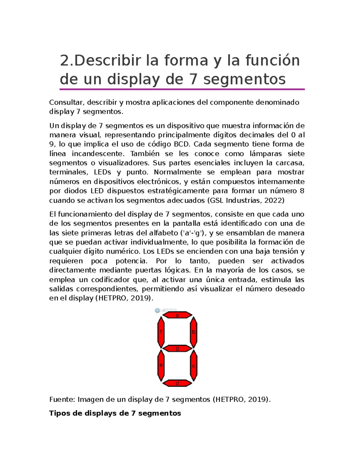 Descripción y Función del Display de 7 Segmentos en Electrónica - Studocu
