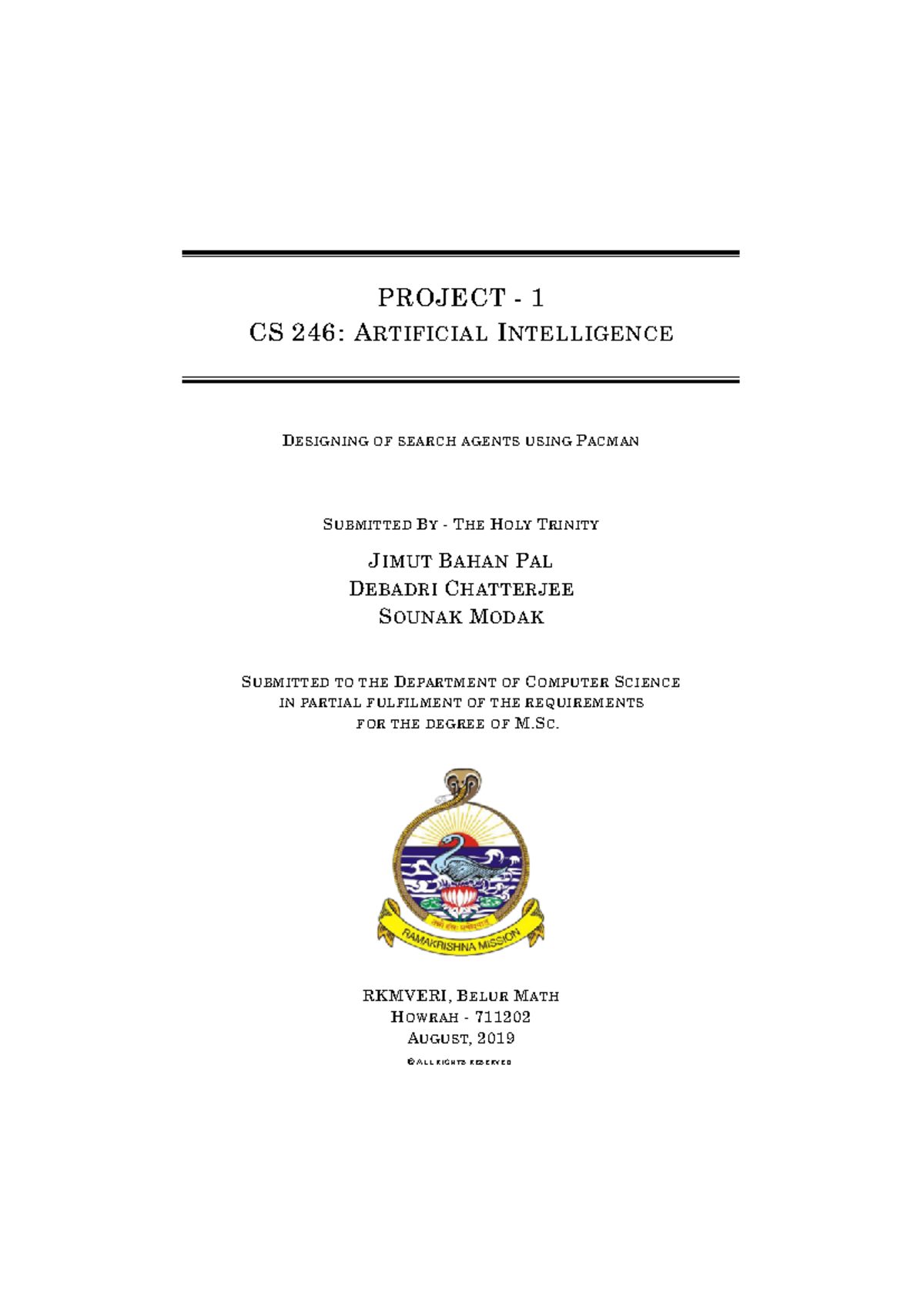 JBP 002 - rểgfrg - PROJECT - 1 CS 246: ARTIFICIAL INTELLIGENCE ...