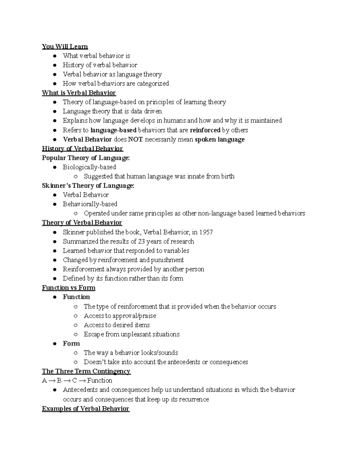 Verbal Behavior: Key Concepts & History - ReThink Module 17A - Studocu