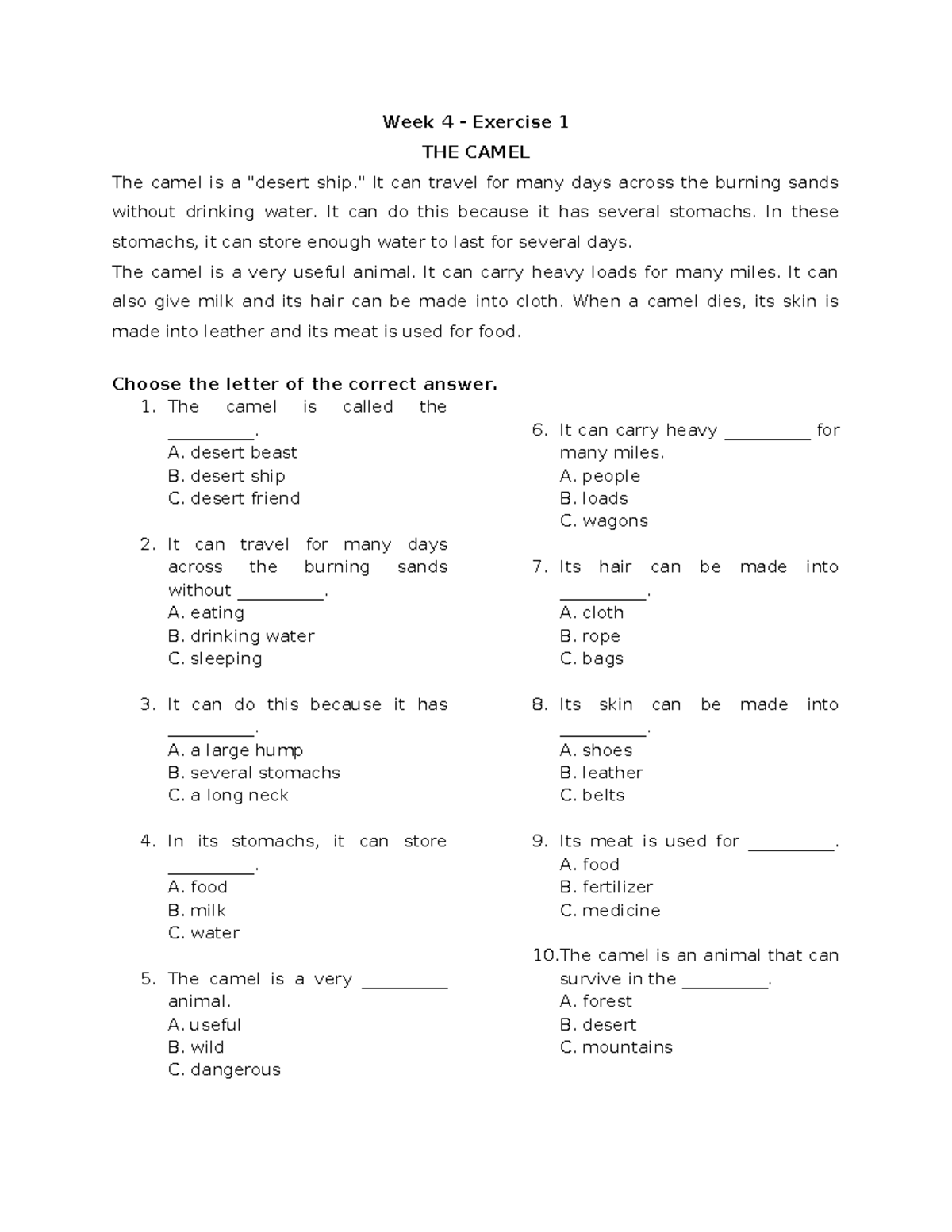 BCLN 8 - Exercises on Animals, Nature, and Science (Weeks 4-8) - Studocu