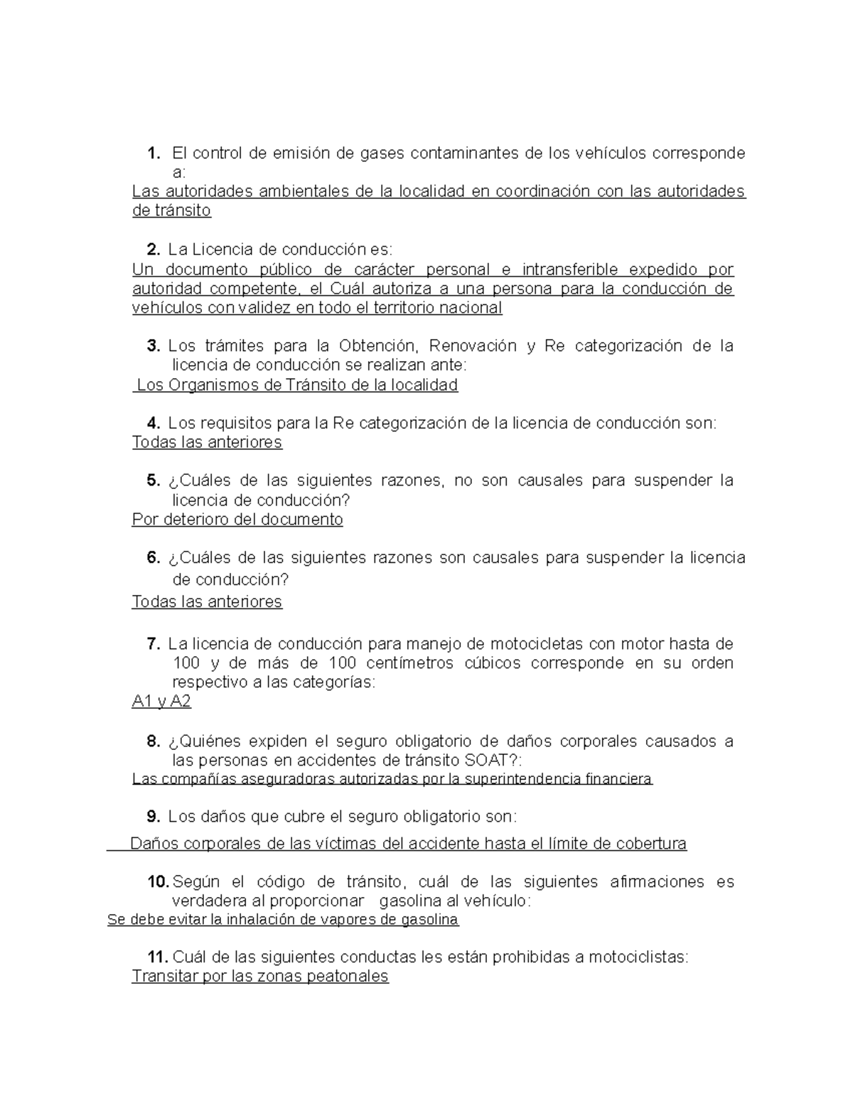 Evaluación Final de Conducción - Licencias y Normas de Tránsito - Document Preview