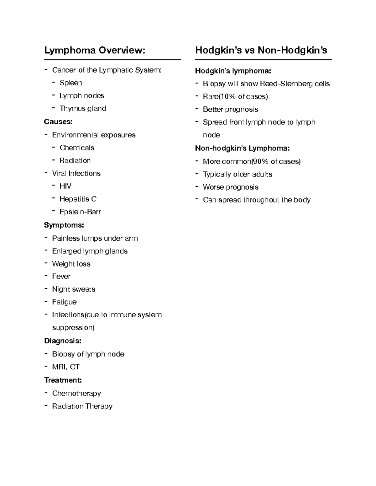 Lymphoma hodgkin vs non-hodgkin - Lymphoma Overview: - Cancer of the ...