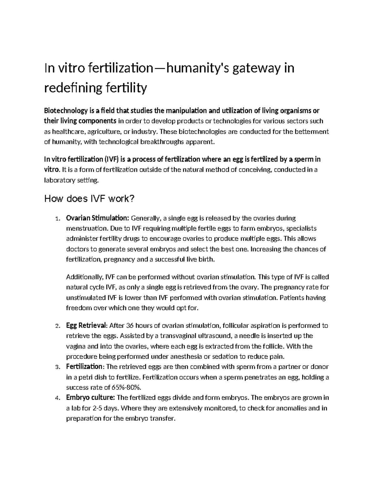 IVF Biotechnology Report: Understanding the Process and Implications ...