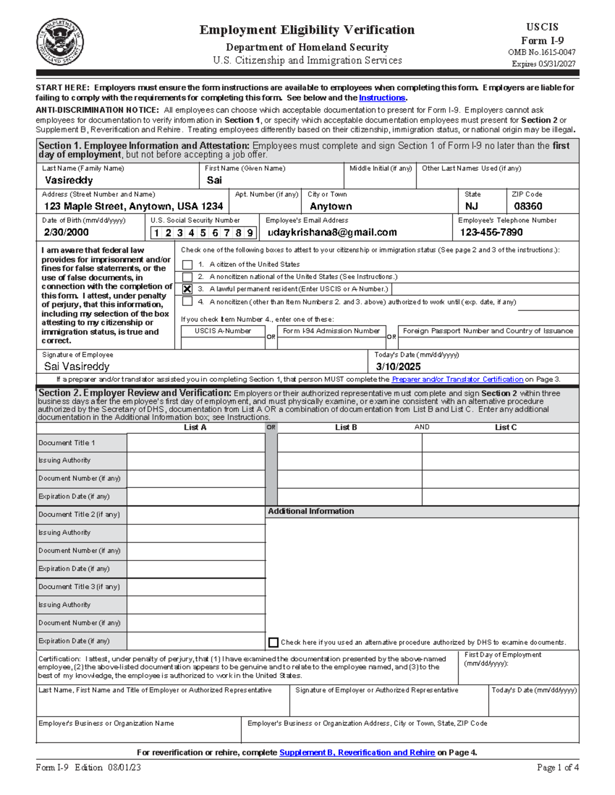 I-9 Employment Eligibility Verification - Employment Eligibility ...