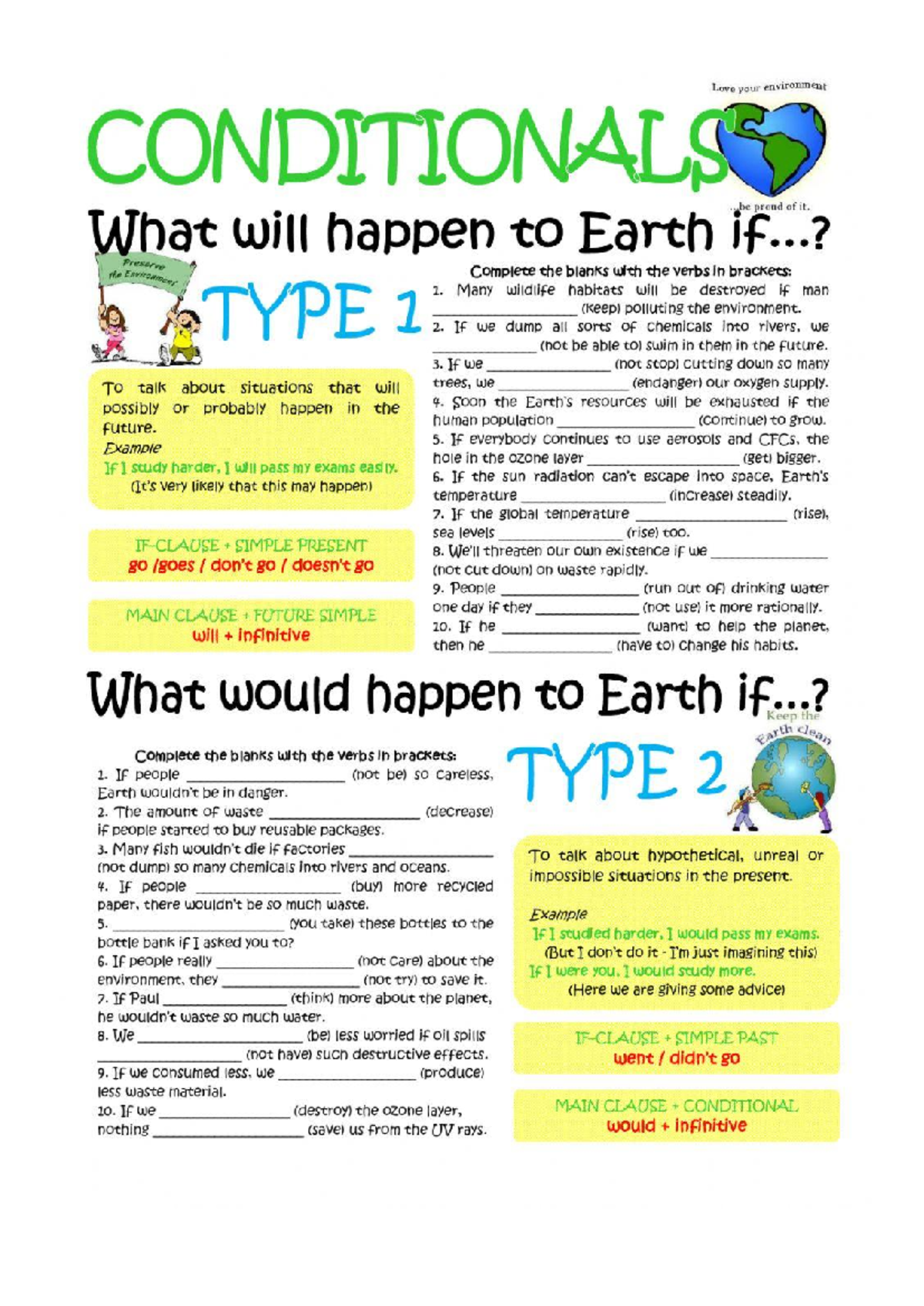Practice with Conditionals Type 1 & Type 2: Exercises and Examples ...
