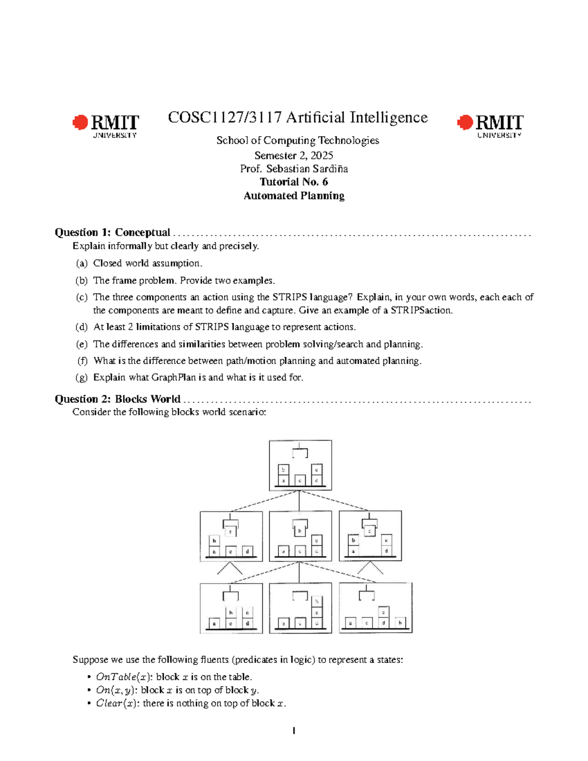 AI25 Tutorial 6: Automated Planning Concepts and Blocks World Analysis ...