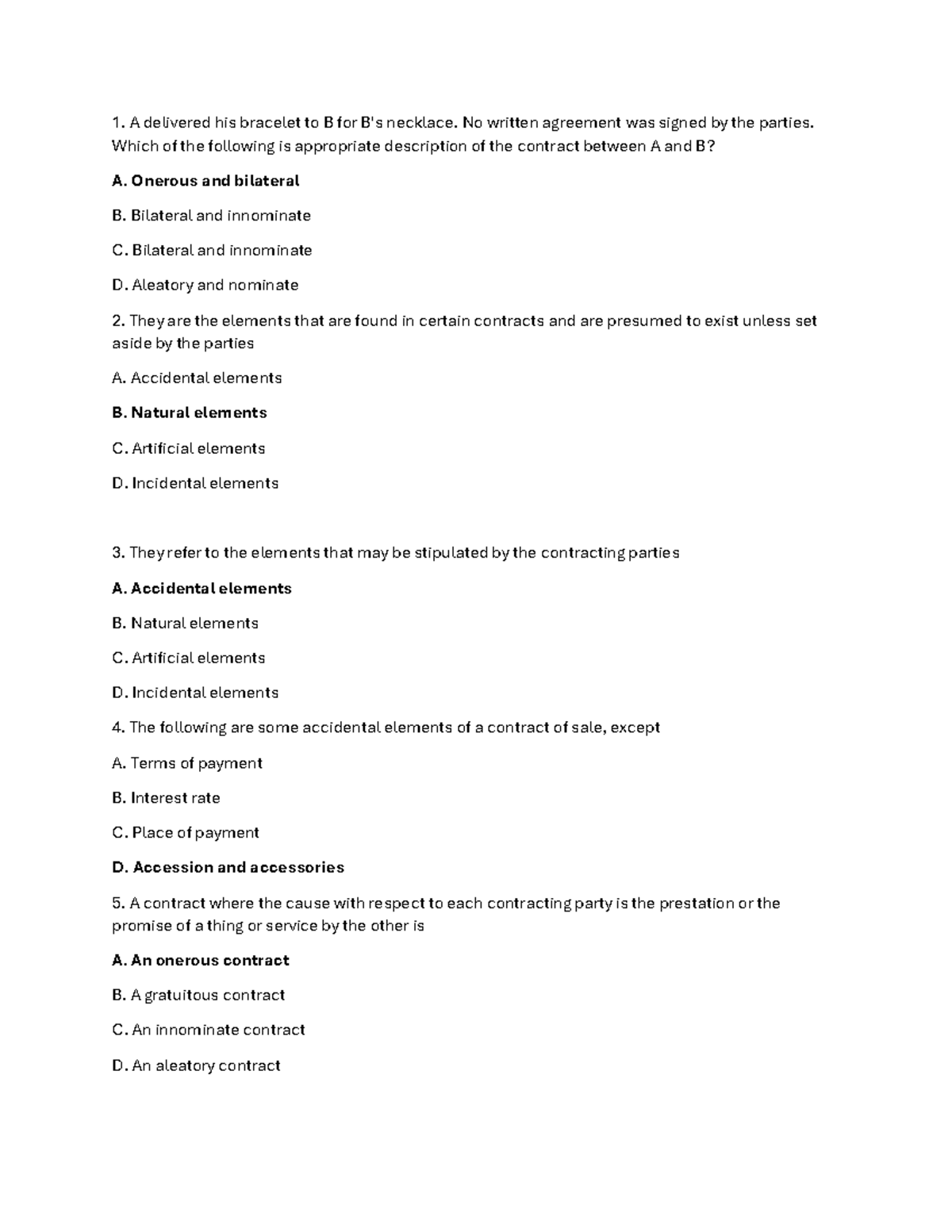 Contracts Reviewer - Key Concepts and Questions - Studocu