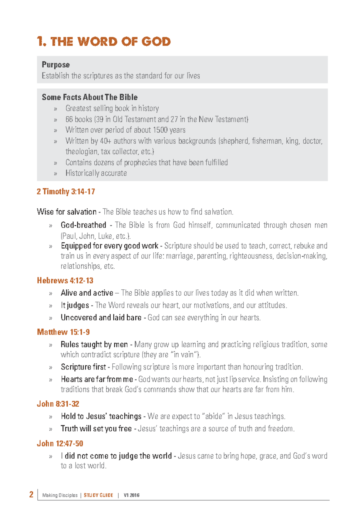 Making Disciples: The Word of God Study Guide V1 2016 - Studocu