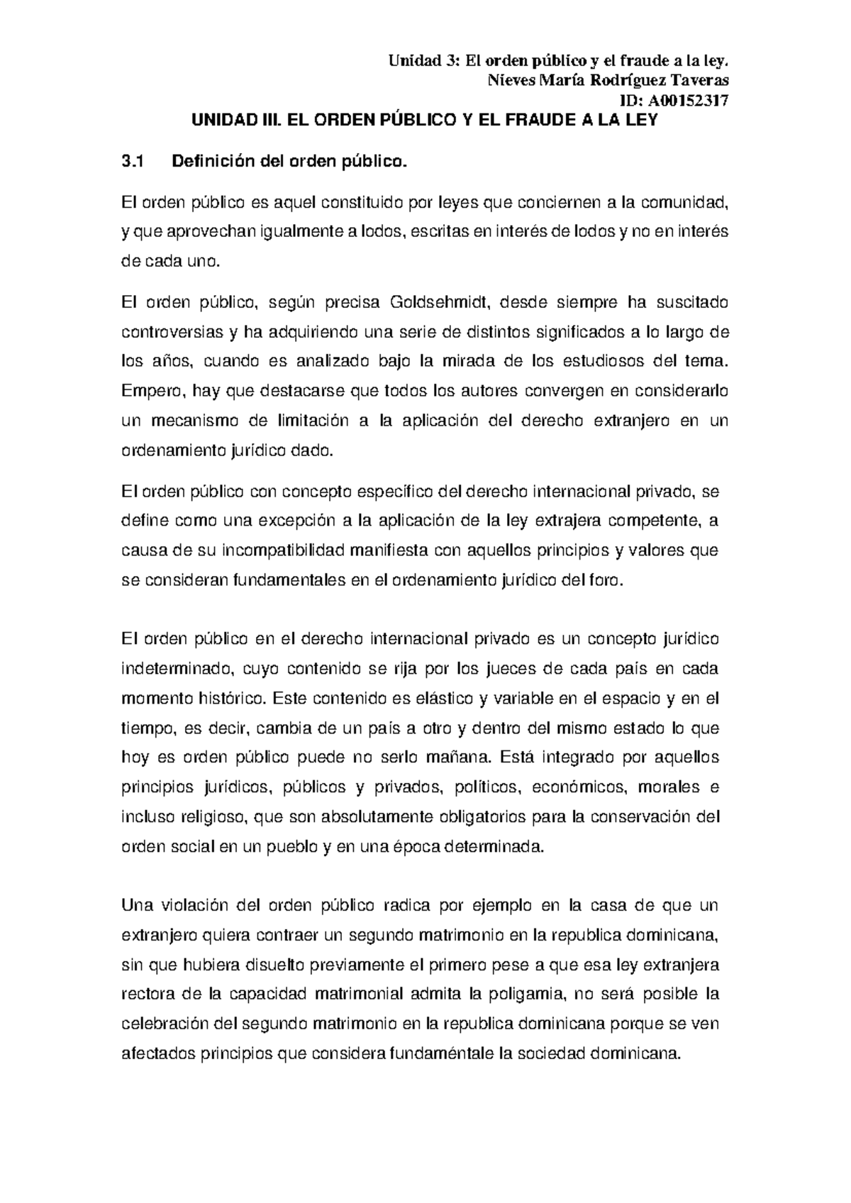 Resumen Unidad 3: El Orden Público y el Fraude a la Ley - Studocu