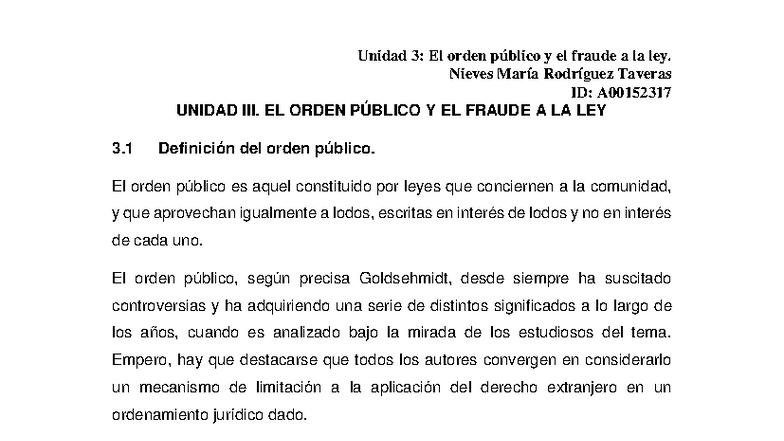 Resumen Unidad 3: El Orden Público y el Fraude a la Ley - Studocu