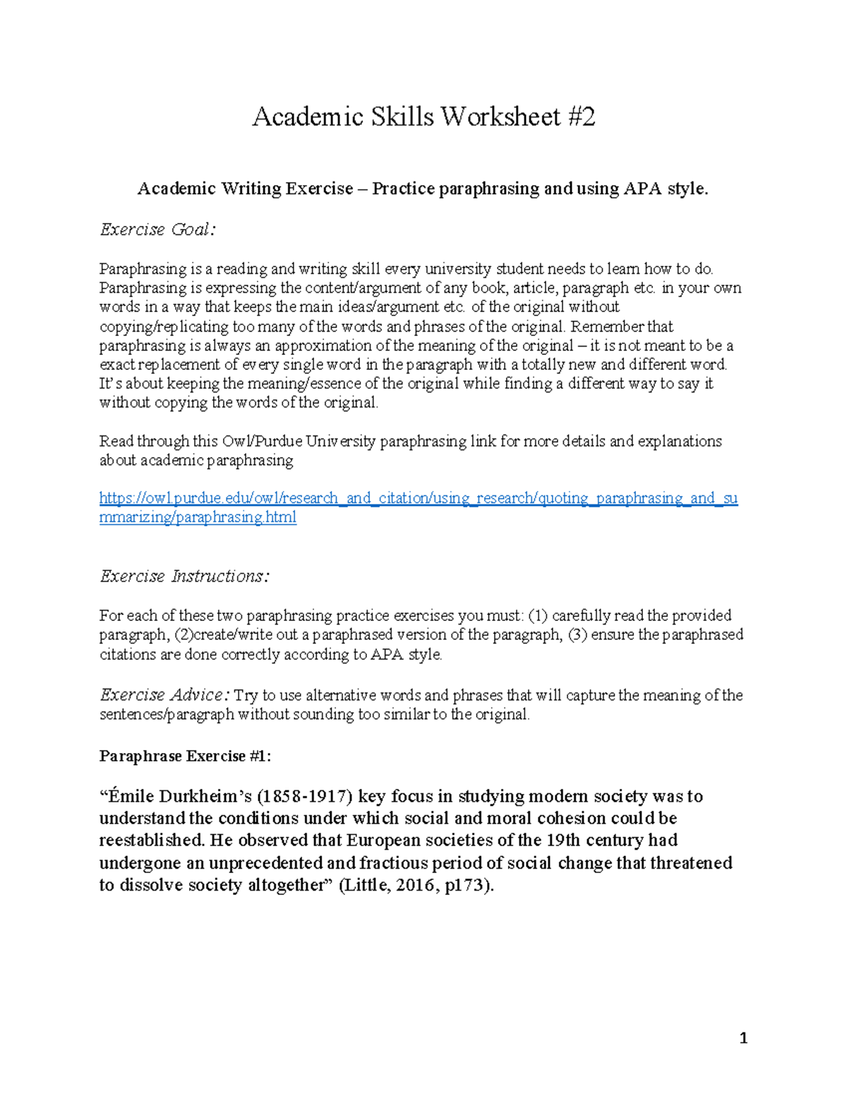 Academic Writing Style Exercises
